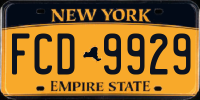 NY license plate FCD9929