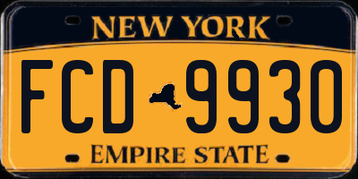 NY license plate FCD9930