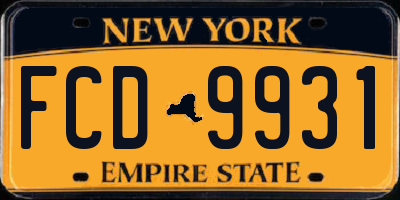 NY license plate FCD9931