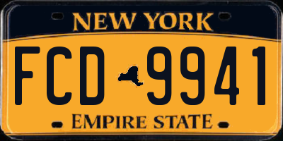NY license plate FCD9941