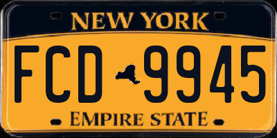 NY license plate FCD9945