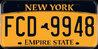NY license plate FCD9948