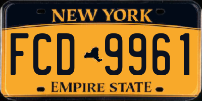 NY license plate FCD9961