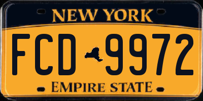 NY license plate FCD9972