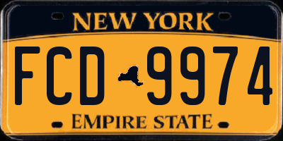 NY license plate FCD9974