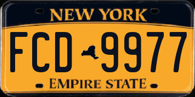 NY license plate FCD9977