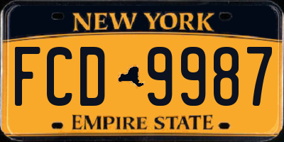 NY license plate FCD9987
