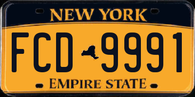 NY license plate FCD9991