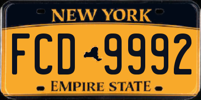 NY license plate FCD9992