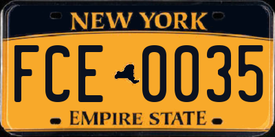 NY license plate FCE0035