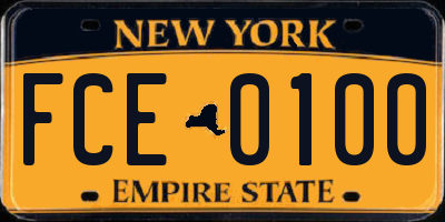 NY license plate FCE0100