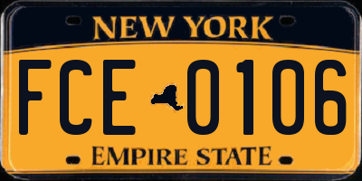 NY license plate FCE0106