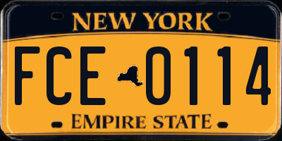 NY license plate FCE0114