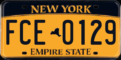 NY license plate FCE0129