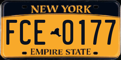 NY license plate FCE0177
