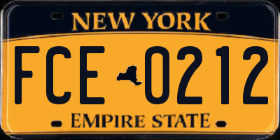 NY license plate FCE0212
