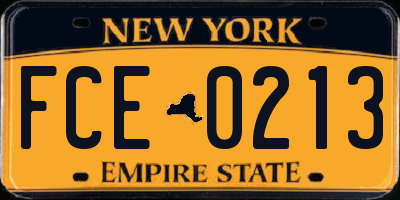NY license plate FCE0213