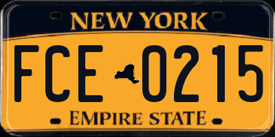 NY license plate FCE0215