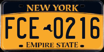 NY license plate FCE0216
