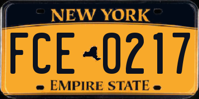 NY license plate FCE0217