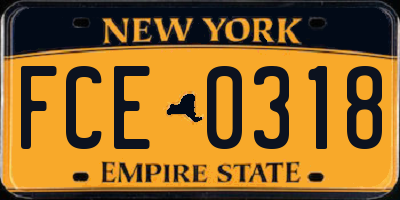 NY license plate FCE0318