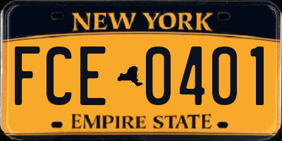 NY license plate FCE0401