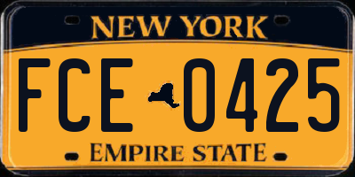NY license plate FCE0425