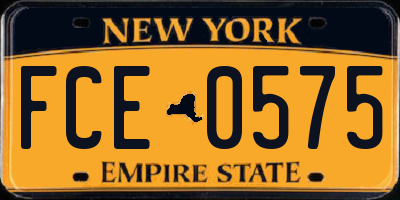 NY license plate FCE0575