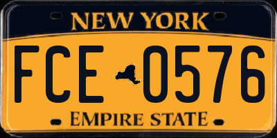 NY license plate FCE0576