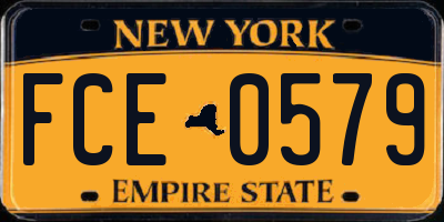 NY license plate FCE0579