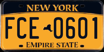 NY license plate FCE0601