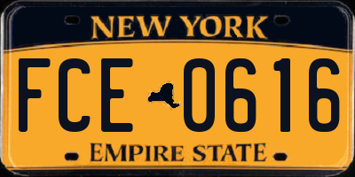NY license plate FCE0616