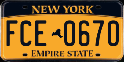 NY license plate FCE0670