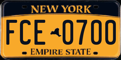 NY license plate FCE0700