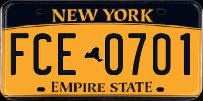 NY license plate FCE0701
