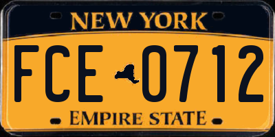 NY license plate FCE0712
