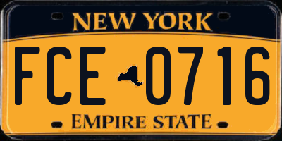 NY license plate FCE0716