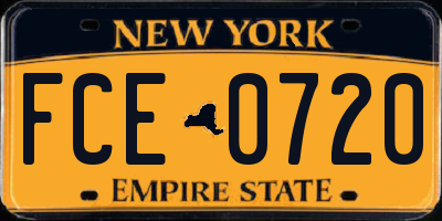NY license plate FCE0720