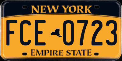 NY license plate FCE0723