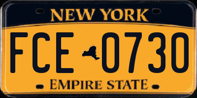 NY license plate FCE0730