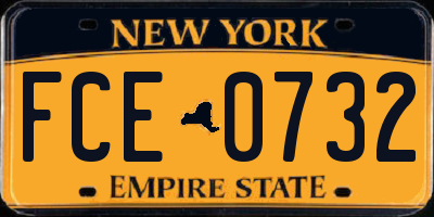NY license plate FCE0732
