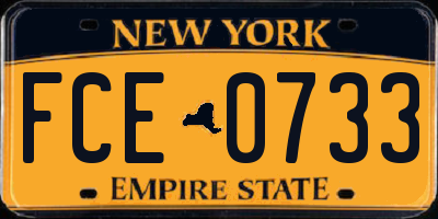 NY license plate FCE0733