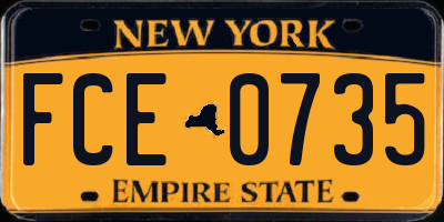 NY license plate FCE0735