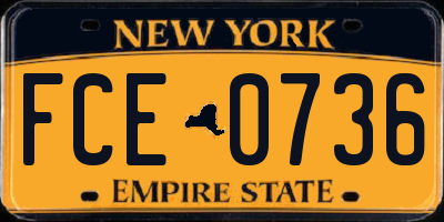 NY license plate FCE0736