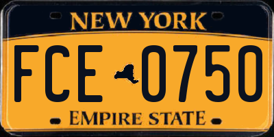 NY license plate FCE0750