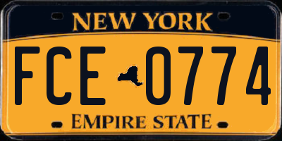 NY license plate FCE0774