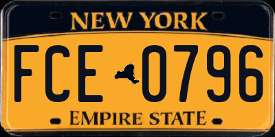 NY license plate FCE0796
