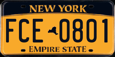 NY license plate FCE0801