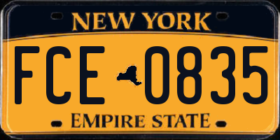NY license plate FCE0835