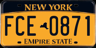 NY license plate FCE0871